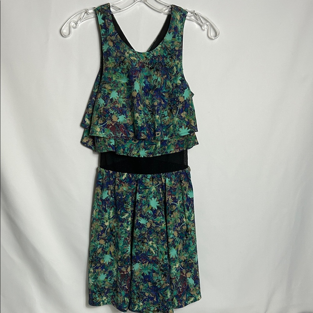 Princess Vera Wang Black Green Blue Mesh Middle Short Dress Women’s Size 0